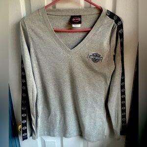Ladies Harley Davidson long sleeve T-Shirt.  Crystal HD emblems down both arms.